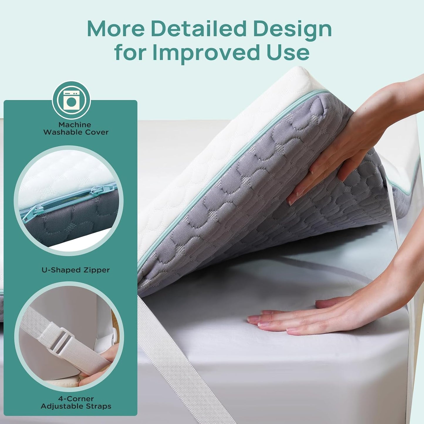 2 Inch Dorm Mattress Topper Twin XL Size, Memory Foam Mattress Topper for Back Pain Relief, Dorm Room Bed Topper with 2-Sided Breathable Cover, Ergonomic 5-Zone Design, Dorm Room Essentials