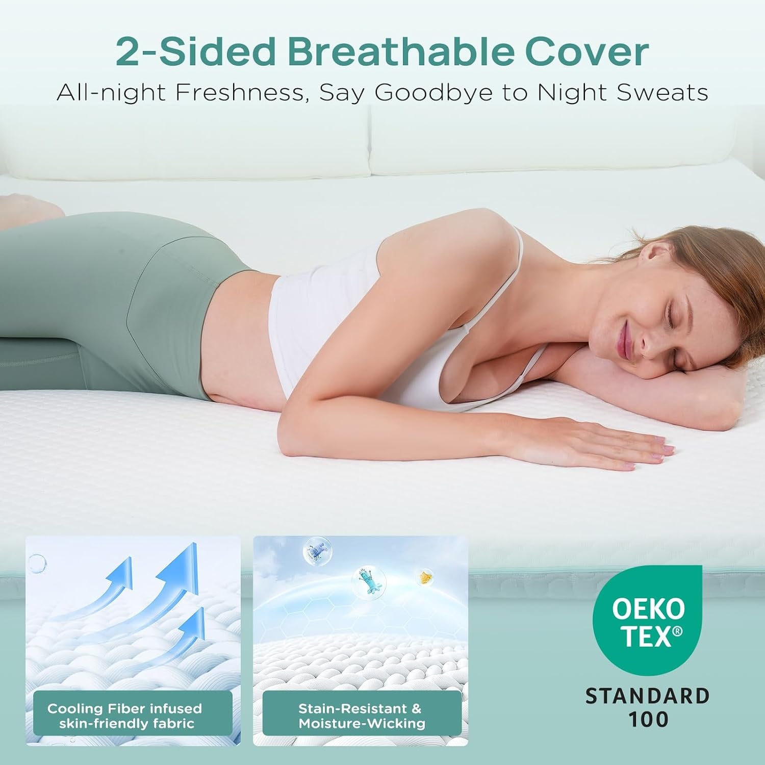 2 Inch Dorm Mattress Topper Twin XL Size, Memory Foam Mattress Topper for Back Pain Relief, Dorm Room Bed Topper with 2-Sided Breathable Cover, Ergonomic 5-Zone Design, Dorm Room Essentials