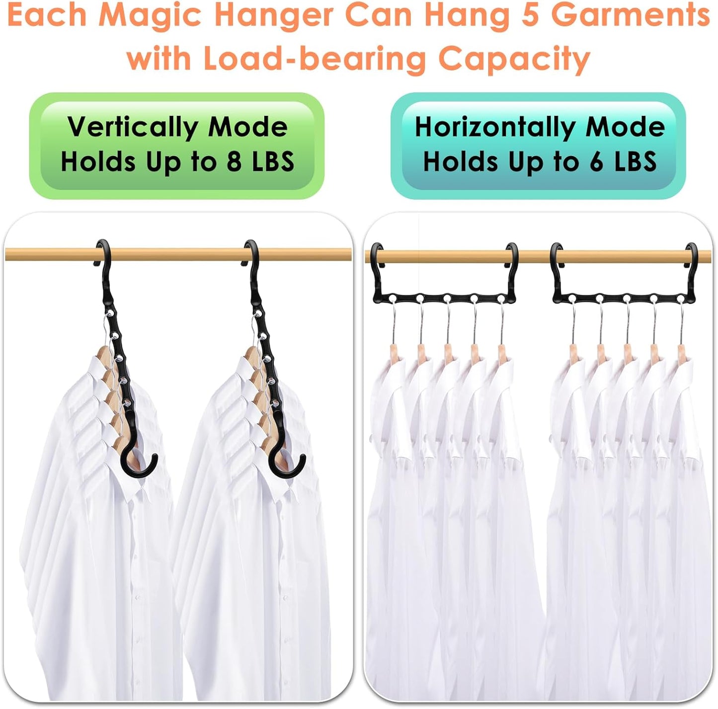 Closet Organizers and Storage, Magic Space Saving Hanger for 40 Heavy Clothes, Smart 360° Swivel Hook Cascading Hangers, Closet Organization Clothes Hangers, College Dorm Room Essentials for Girls