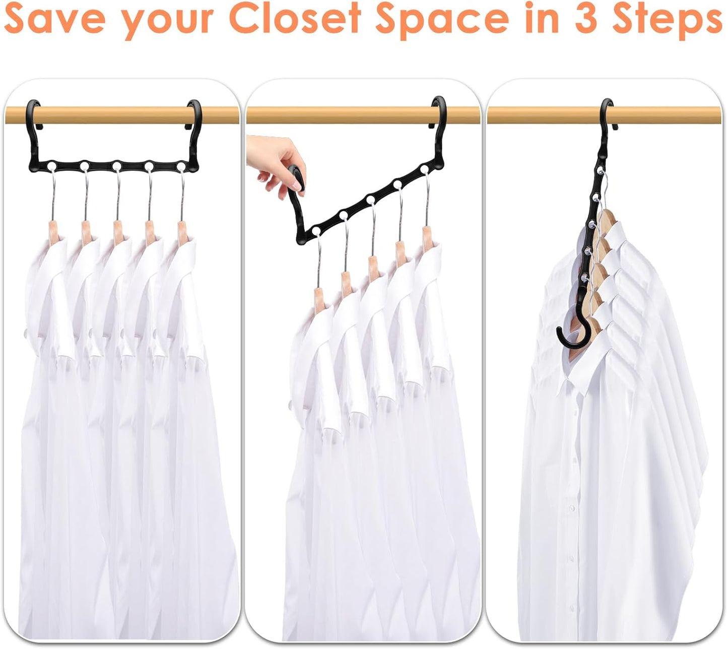 Closet Organizers and Storage, Magic Space Saving Hanger for 40 Heavy Clothes, Smart 360° Swivel Hook Cascading Hangers, Closet Organization Clothes Hangers, College Dorm Room Essentials for Girls
