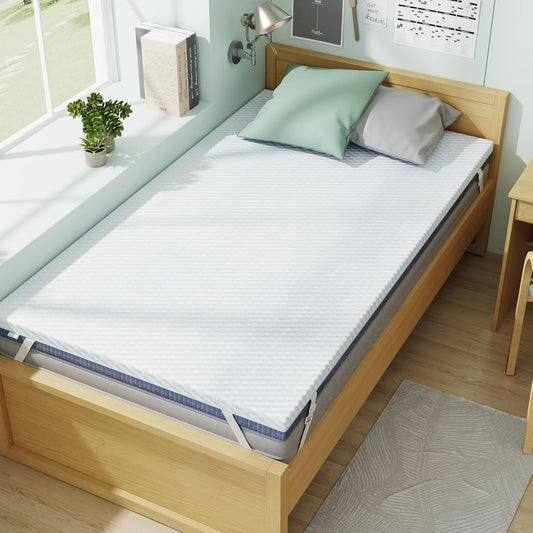 2 Inch Dorm Mattress Topper Twin XL Size, Memory Foam Mattress Topper for Back Pain Relief, Dorm Room Bed Topper with 2-Sided Breathable Cover, Ergonomic 5-Zone Design, Dorm Room Essentials