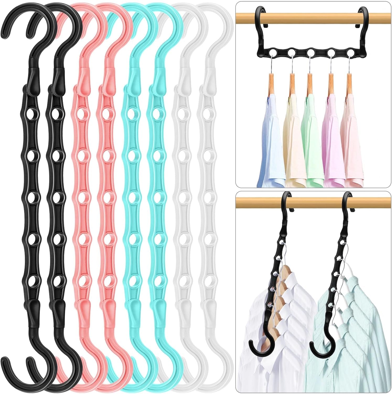 Closet Organizers and Storage, Magic Space Saving Hanger for 40 Heavy Clothes, Smart 360° Swivel Hook Cascading Hangers, Closet Organization Clothes Hangers, College Dorm Room Essentials for Girls